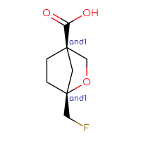 Chemical structure of rac-(1R,4R)-1-(fluoromethyl)-2-oxabicyclo[2.2.1]heptane-4-carboxylic acid - CSSB20620688763