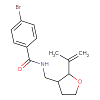 Chemical structure of 4-bromo-N-{[2-(prop-1-en-2-yl)oxolan-3-yl]methyl}benzamide - CSSB02021110899