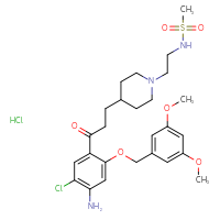 Chemical structure of N-{2-[4-(3-{4-amino-5-chloro-2-[(3,5-dimethoxyphenyl)methoxy]phenyl}-3-oxopropyl)piperidin-1-yl]ethyl}methanesulfonamide hydrochloride - CSSB00102580669