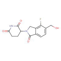 Chemical structure of 3-[4-fluoro-5-(hydroxymethyl)-1-oxo-2,3-dihydro-1H-isoindol-2-yl]piperidine-2,6-dione - CSSB20621662974