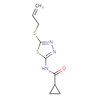 Chemical structure of N-[5-(prop-2-en-1-ylsulfanyl)-1,3,4-thiadiazol-2-yl]cyclopropanecarboxamide - CSSB00026293161