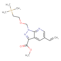 Chemical structure of methyl 5-ethenyl-1-{[2-(trimethylsilyl)ethoxy]methyl}-1H-pyrazolo[3,4-b]pyridine-3-carboxylate - CSSB02495351127