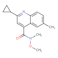 Chemical structure of 2-cyclopropyl-N-methoxy-N,6-dimethylquinoline-4-carboxamide - CSSB02023273852