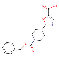 Chemical structure of 2-{1-[(benzyloxy)carbonyl]piperidin-4-yl}-1,3-oxazole-5-carboxylic acid - CSSB00102714261