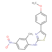 Chemical structure of 4-(4-methoxyphenyl)-N-(2-methyl-4-nitrophenyl)-1,3-thiazol-2-amine - CSSB00025735020