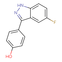Chemical structure of 4-(5-fluoro-1H-indazol-3-yl)phenol - CSSB00160497495