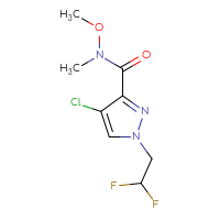 Chemical structure of 4-chloro-1-(2,2-difluoroethyl)-N-methoxy-N-methyl-1H-pyrazole-3-carboxamide - CSSB00160492606