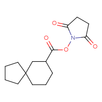 Chemical structure of 2,5-dioxopyrrolidin-1-yl spiro[4.5]decane-7-carboxylate - CSSB20269602257
