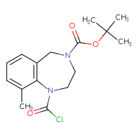 Chemical structure of tert-butyl 1-(carbonochloridoyl)-9-methyl-2,3,4,5-tetrahydro-1H-1,4-benzodiazepine-4-carboxylate - CSSB06441552117