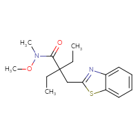 Chemical structure of 2-[(1,3-benzothiazol-2-yl)methyl]-2-ethyl-N-methoxy-N-methylbutanamide - CSSB02064511661
