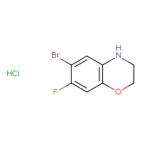 Chemical structure of 6-bromo-7-fluoro-3,4-dihydro-2H-1,4-benzoxazine hydrochloride - CSSB00015196549