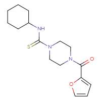 Chemical structure of N-cyclohexyl-4-(furan-2-carbonyl)piperazine-1-carbothioamide - CSSB00025730452