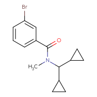 Chemical structure of 3-bromo-N-(dicyclopropylmethyl)-N-methylbenzamide - CSSB02007558523