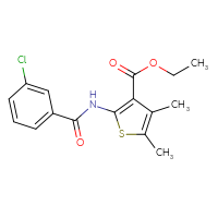 Chemical structure of ethyl 2-(3-chlorobenzamido)-4,5-dimethylthiophene-3-carboxylate - CSSB00105252010