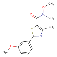 Chemical structure of N-methoxy-2-(3-methoxyphenyl)-N,4-dimethyl-1,3-thiazole-5-carboxamide - CSSB21151594692