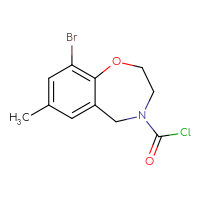 Chemical structure of 9-bromo-7-methyl-2,3,4,5-tetrahydro-1,4-benzoxazepine-4-carbonyl chloride - CSSB14968819421
