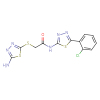 Chemical structure of 2-[(5-amino-1,3,4-thiadiazol-2-yl)sulfanyl]-N-[5-(2-chlorophenyl)-1,3,4-thiadiazol-2-yl]acetamide - CSSB00161115586