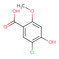 Chemical structure of 5-chloro-4-hydroxy-2-methoxybenzoic acid - CSSB00013035051