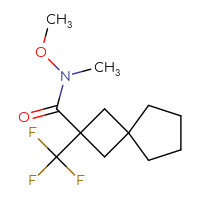 Chemical structure of N-methoxy-N-methyl-2-(trifluoromethyl)spiro[3.4]octane-2-carboxamide - CSSB06990759544