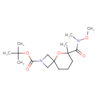 Chemical structure of tert-butyl 6-[methoxy(methyl)carbamoyl]-6-methyl-5-oxa-2-azaspiro[3.5]nonane-2-carboxylate - CSSB20754324799