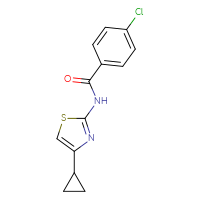 Chemical structure of 4-chloro-N-(4-cyclopropyl-1,3-thiazol-2-yl)benzamide - CSSB00104000648