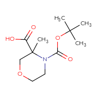 Chemical structure of 4-[(tert-butoxy)carbonyl]-3-methylmorpholine-3-carboxylic acid - CSSB00010207770
