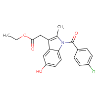Chemical structure of ethyl 2-[1-(4-chlorobenzoyl)-5-hydroxy-2-methyl-1H-indol-3-yl]acetate - CSSB20561579965