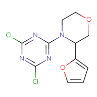 Chemical structure of 2,4-dichloro-6-[3-(furan-2-yl)morpholin-4-yl]-1,3,5-triazine - CSSB02214484893