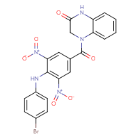 Chemical structure of 4-{4-[(4-bromophenyl)amino]-3,5-dinitrobenzoyl}-1,2,3,4-tetrahydroquinoxalin-2-one - CSSB00121615328
