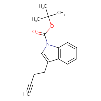 Chemical structure of tert-butyl 3-(but-3-yn-1-yl)-1H-indole-1-carboxylate - CSSB21332147150