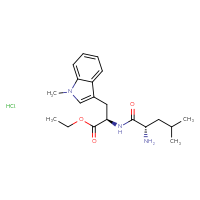 Chemical structure of ethyl (2R)-2-[(2S)-2-amino-4-methylpentanamido]-3-(1-methyl-1H-indol-3-yl)propanoate hydrochloride - CSSB06454646930
