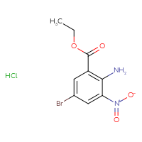 Chemical structure of ethyl 2-amino-5-bromo-3-nitrobenzoate hydrochloride - CSSB20963520502