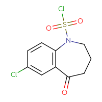 Chemical structure of 7-chloro-5-oxo-2,3,4,5-tetrahydro-1H-1-benzazepine-1-sulfonyl chloride - CSSB21224766915