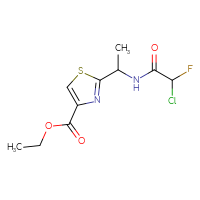 Chemical structure of ethyl 2-[1-(2-chloro-2-fluoroacetamido)ethyl]-1,3-thiazole-4-carboxylate - CSSB21332123082