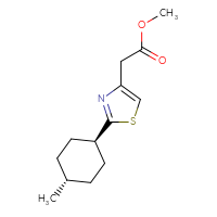 Chemical structure of methyl 2-{2-[(1r,4r)-4-methylcyclohexyl]-1,3-thiazol-4-yl}acetate - CSSB01998136614