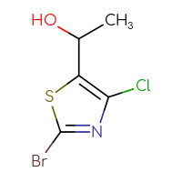 Chemical structure of 1-(2-bromo-4-chloro-1,3-thiazol-5-yl)ethan-1-ol - CSSB21246456903