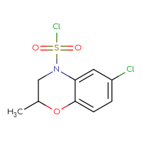 Chemical structure of 6-chloro-2-methyl-3,4-dihydro-2H-1,4-benzoxazine-4-sulfonyl chloride - CSSB14971621706