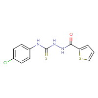 Chemical structure of N-{[(4-chlorophenyl)carbamothioyl]amino}thiophene-2-carboxamide - CSSB00121636332