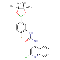 Chemical structure of 1-(2-chloroquinolin-4-yl)-3-[2-fluoro-5-(4,4,5,5-tetramethyl-1,3,2-dioxaborolan-2-yl)phenyl]urea - CSSB21332148422