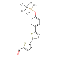 Chemical structure of 5'-{4-[(tert-butyldimethylsilyl)oxy]phenyl}-[2,2'-bithiophene]-5-carbaldehyde - CSSB06584854820