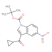 Chemical structure of tert-butyl 3-cyclopropanecarbonyl-5-nitro-1H-indole-1-carboxylate - CSSB21332060778