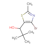 Chemical structure of 1-(4-bromo-2-methyl-1,3-thiazol-5-yl)-2,2-dimethylpropan-1-ol - CSSB20638702436