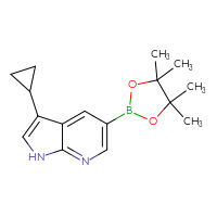 Chemical structure of 3-cyclopropyl-5-(4,4,5,5-tetramethyl-1,3,2-dioxaborolan-2-yl)-1H-pyrrolo[2,3-b]pyridine - CSSB00021361894