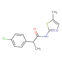 Chemical structure of 2-(4-chlorophenyl)-N-(5-methyl-1,3-thiazol-2-yl)propanamide - CSSB02006835945