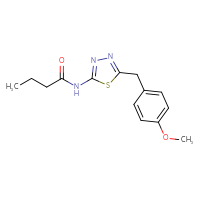 Chemical structure of N-{5-[(4-methoxyphenyl)methyl]-1,3,4-thiadiazol-2-yl}butanamide - CSSB00121651076
