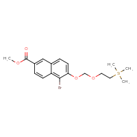 Chemical structure of methyl 5-bromo-6-{[2-(trimethylsilyl)ethoxy]methoxy}naphthalene-2-carboxylate - CSSB21432563497