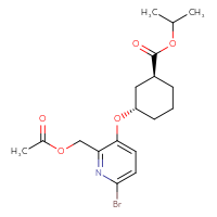 Chemical structure of propan-2-yl (1S,3S)-3-({2-[(acetyloxy)methyl]-6-bromopyridin-3-yl}oxy)cyclohexane-1-carboxylate - CSSB20572401470