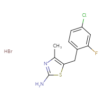 Chemical structure of 5-[(4-chloro-2-fluorophenyl)methyl]-4-methyl-1,3-thiazol-2-amine hydrobromide - CSSB00000721518