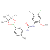 Chemical structure of 3-(4-chloro-2-methoxy-5-methylphenyl)-1-[2-methyl-5-(4,4,5,5-tetramethyl-1,3,2-dioxaborolan-2-yl)phenyl]urea - CSSB21332089896