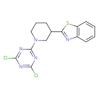Chemical structure of 2-[1-(4,6-dichloro-1,3,5-triazin-2-yl)piperidin-3-yl]-1,3-benzothiazole - CSSB21332152506